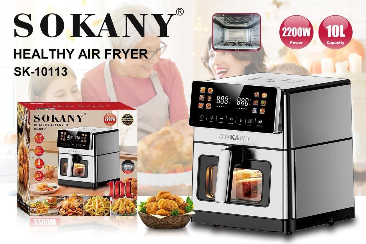 Аэрогриль SOKANY SK-10113 AirFusion черный, серый