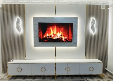 ТВ-тумба напольная и навесная Diva_mebel Gold 285148746, 320x53x40 см, белый, золотистый