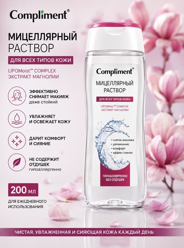 Compliment МИЦЕЛЛЯРНЫЙ РАСТВОР мицеллярная вода 200 мл