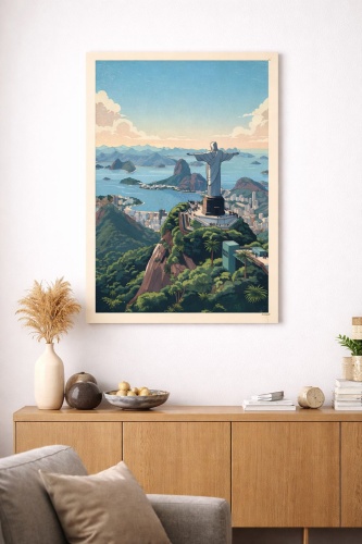 Araystudio.kz картина интерьерная на холсте «Рио де Жанейро» - винтажный travel стиль 50x70 см