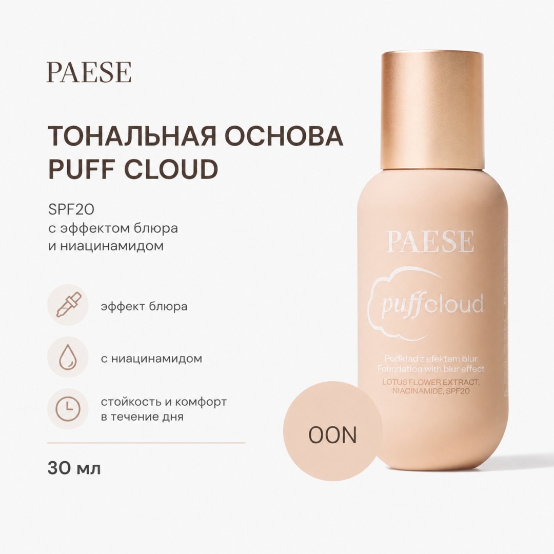 Paese Тональная основа PUFF CLOUD SPF20 с эффектом блюра тональный крем 00N 38 мл