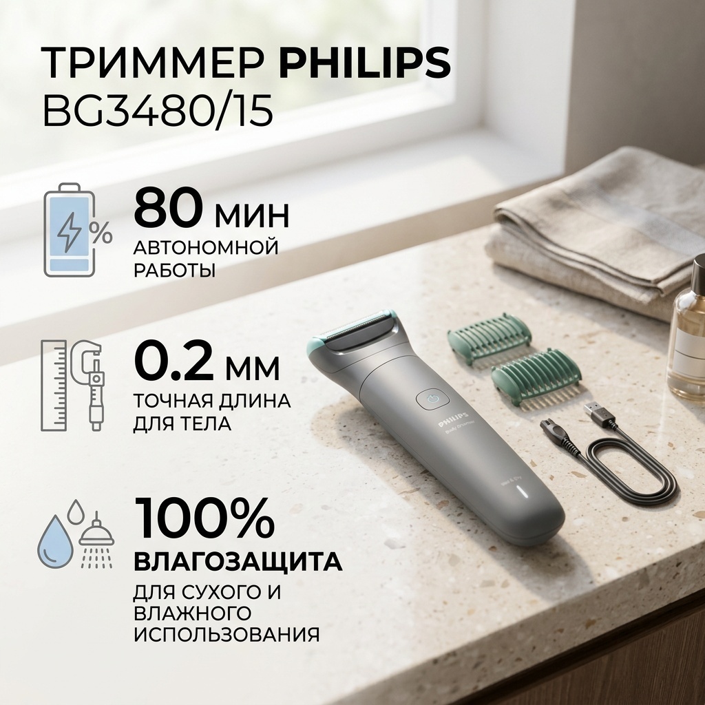Philips триммер BG3480/15 серый
