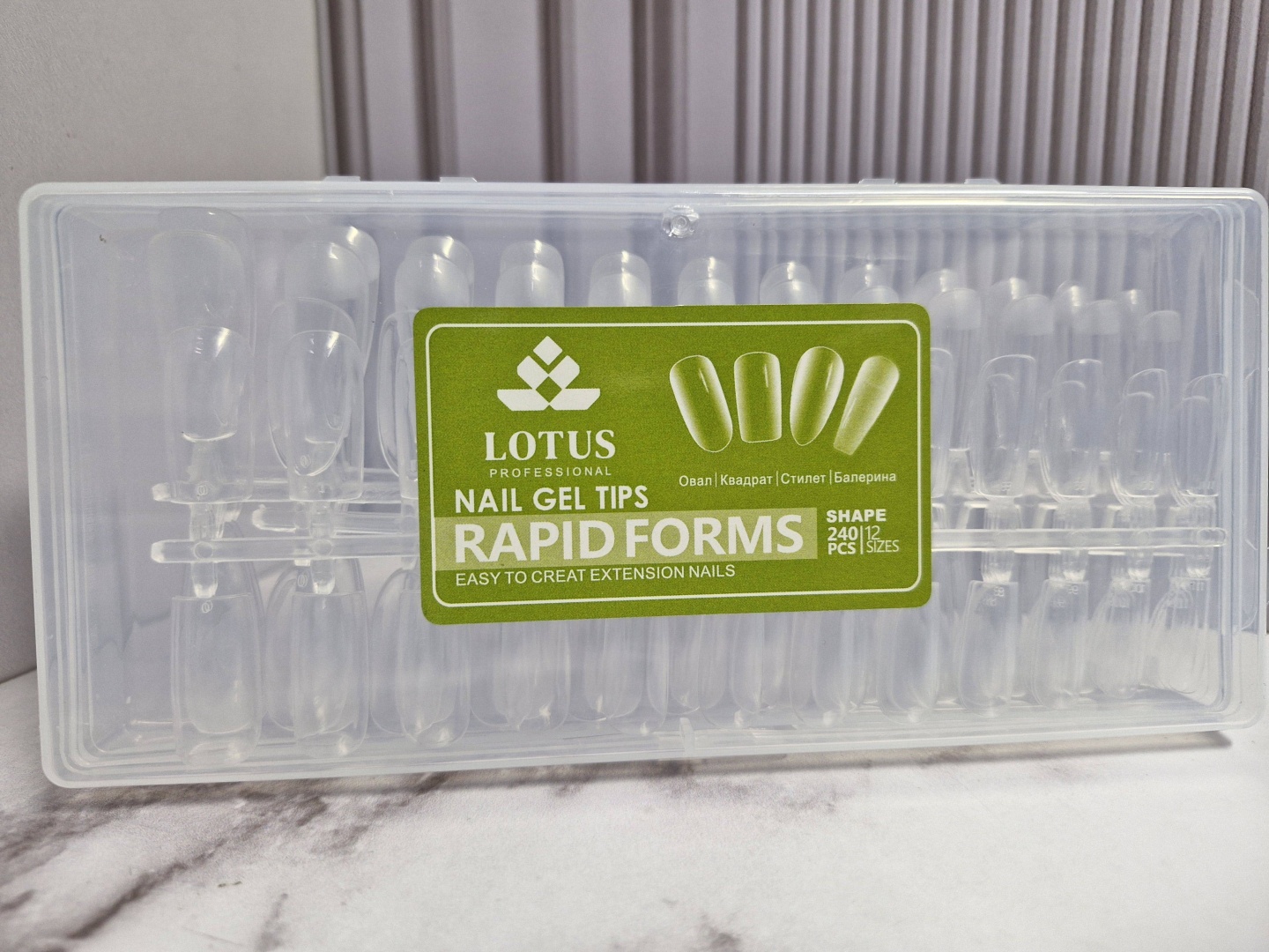 LOTUS типсы овал, квадрат, стилет, балерина 240 шт