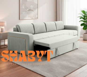 Диван Shabyt Мона 0783043094, 400х90 см, обивка микровелюр, серый