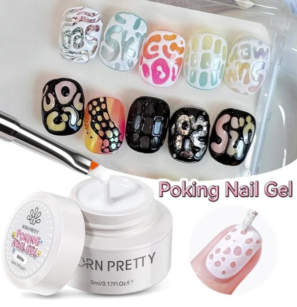 BORN PRETTY гель для дизайна Poking nail gel White 5 мл