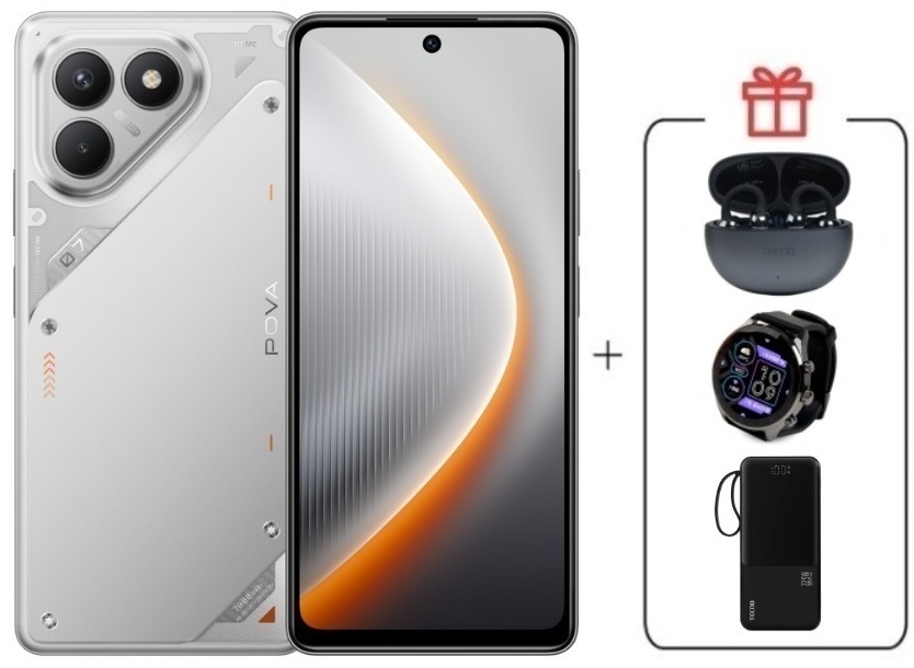Смартфон TECNO Pova 7 Neo 8 ГБ/128 ГБ серебристый + подарок