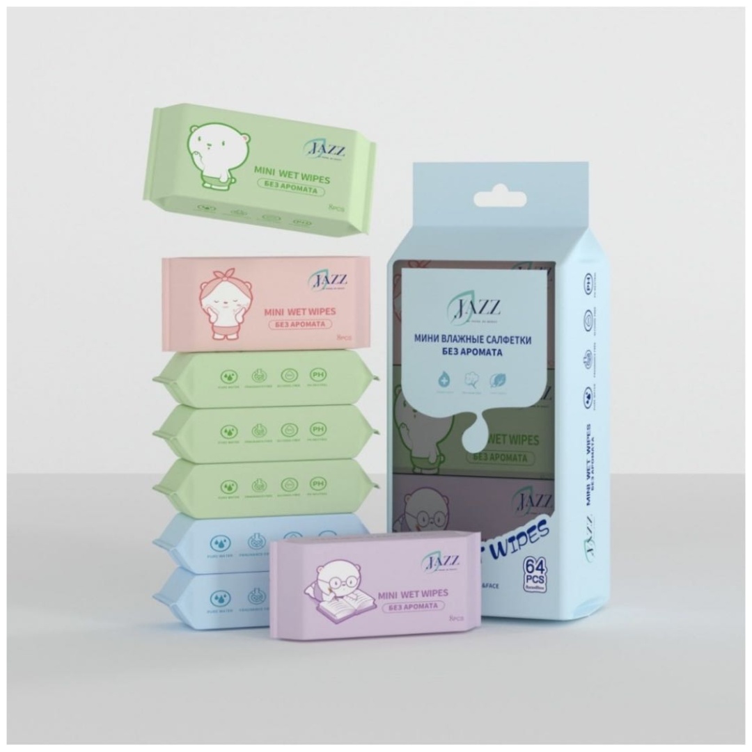 Влажные салфетки JAZZ Mini wet wipes 64 шт