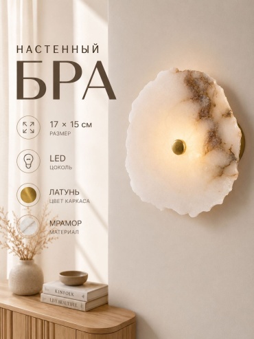 Бра настенный 3D PUZZLE LED, латунь