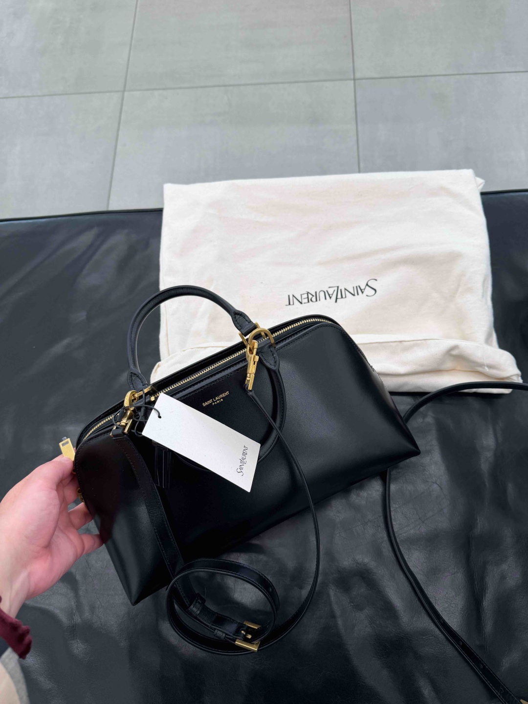 Сумка багет YSL натуральная кожа черный