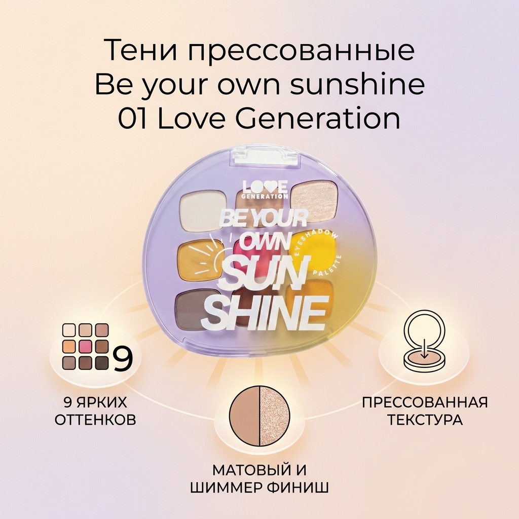 Love Generation тени прессованные Be your own sunshine 01