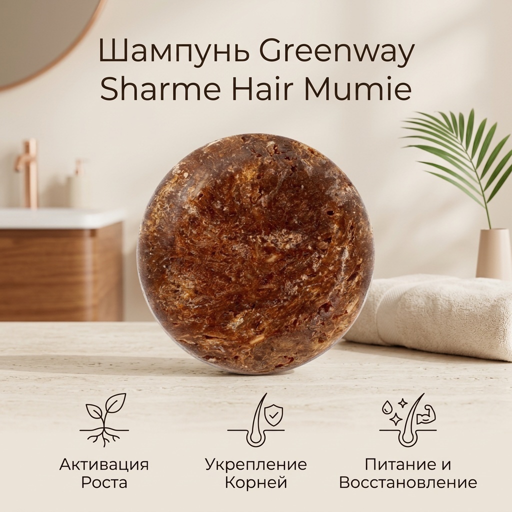 Greenway Sharme Hair Mumie для активизации роста волос шампунь твердый 50 г