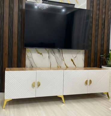 ТВ-тумба напольная Diva_mebel Ufa, 180x53x30 см, белый, светло-коричневый