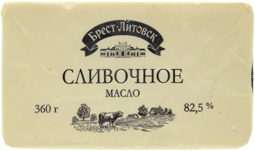 Брест-Литовск масло сладко-сливочное несоленое 82.5% 360 г