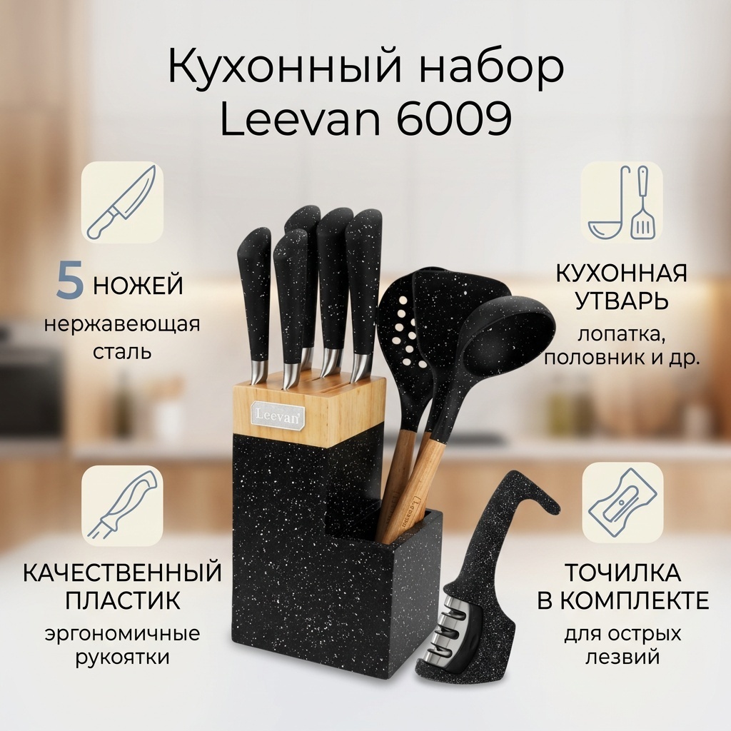 Нож универсальный Leevan, лезвие: сталь 5 шт