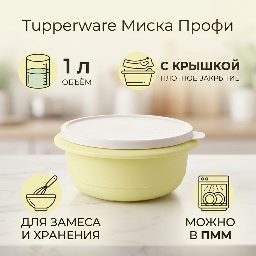 Миска Tupperware Профи 15х15 см, полипропилен, 1 шт