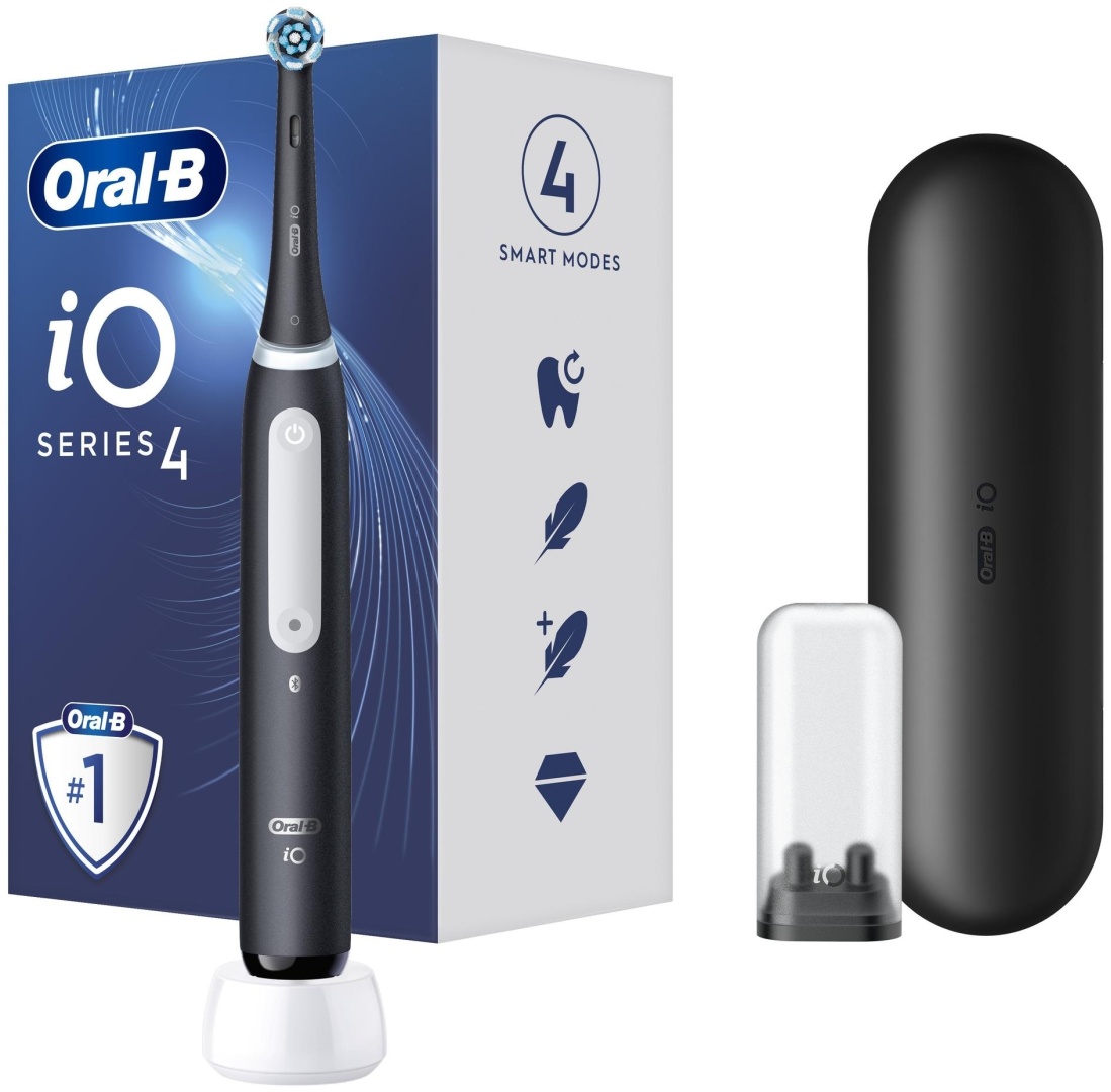 Oral-B электрическая щетка iO Series 4 Matte Black черная щетина средняя черный