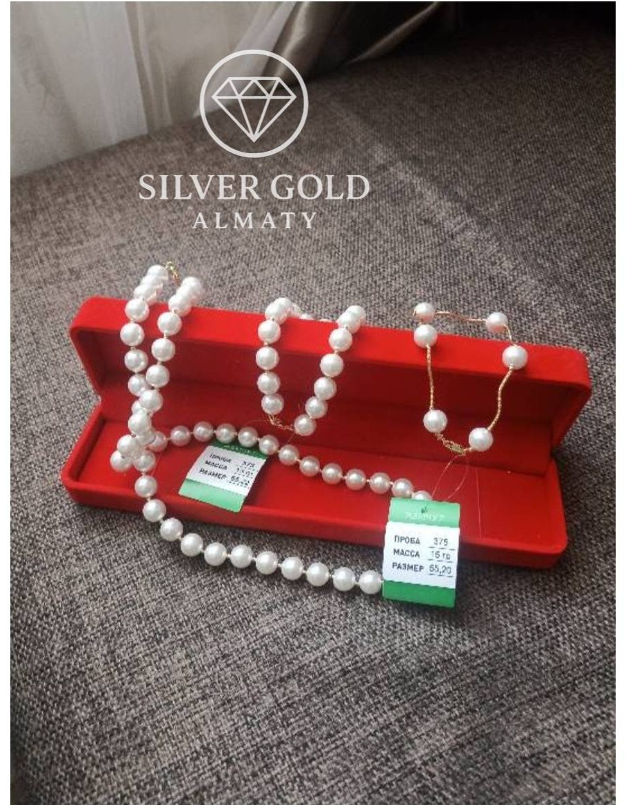Silver Gold Almaty 1234 вес 15 г сплав покрытый золотом 24К, жемчуг
