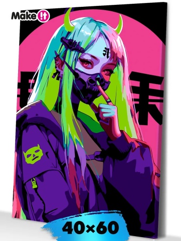 Картина по номерам Make!T Аниме девушка холст на подрамнике 60x40 см