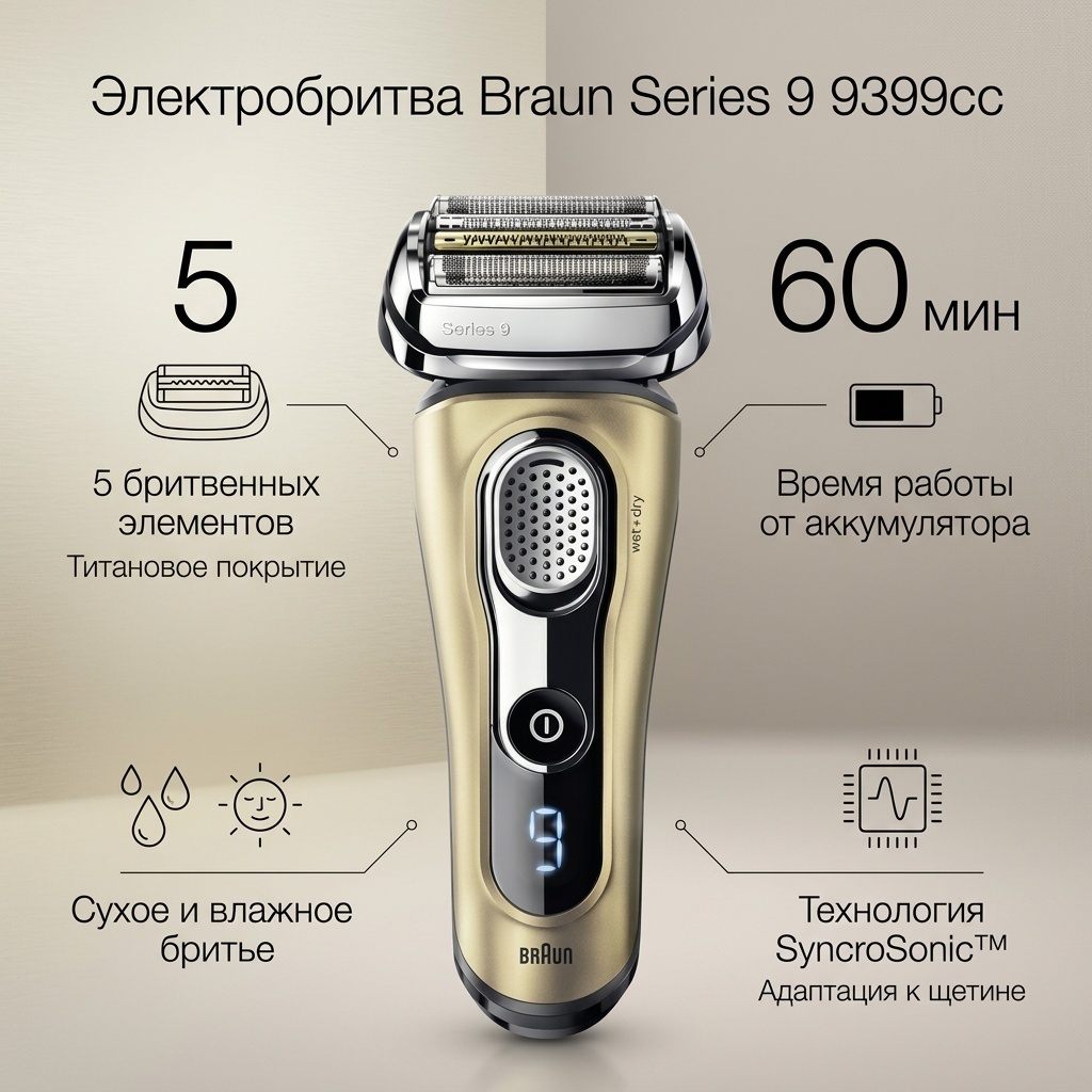 Электробритва Braun Series 9 9399сс сеточная