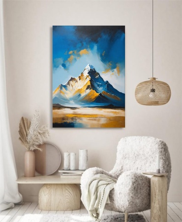 Картина Горы (сине-золотые) 50x70 см