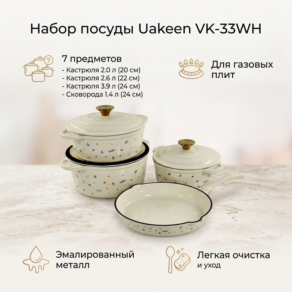 Набор кастрюль 7 в 1