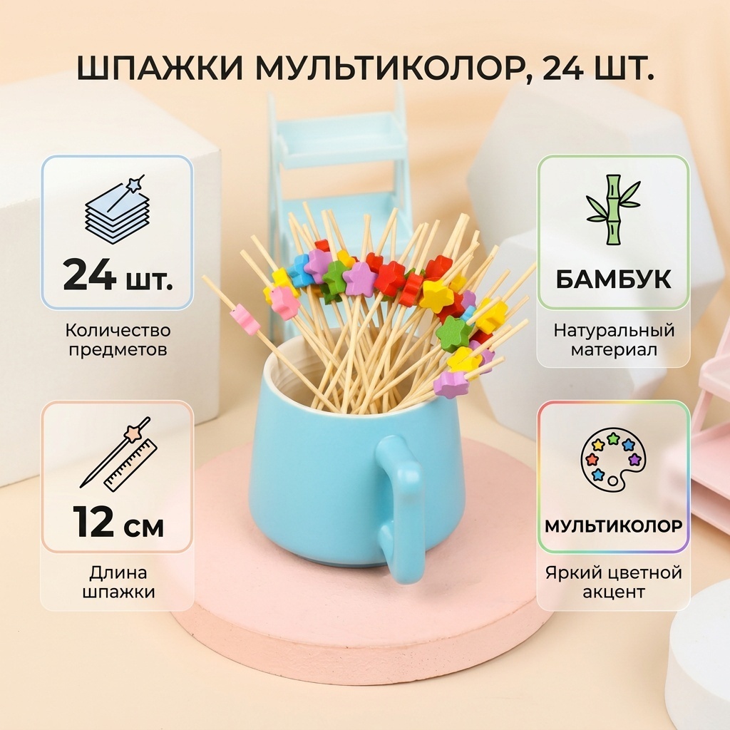 Шпажки Б-17260 мультиколор 24 шт