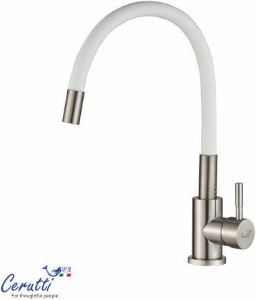 Смеситель Cerutti SPA CT12139, нержавеющая сталь, цвет белый