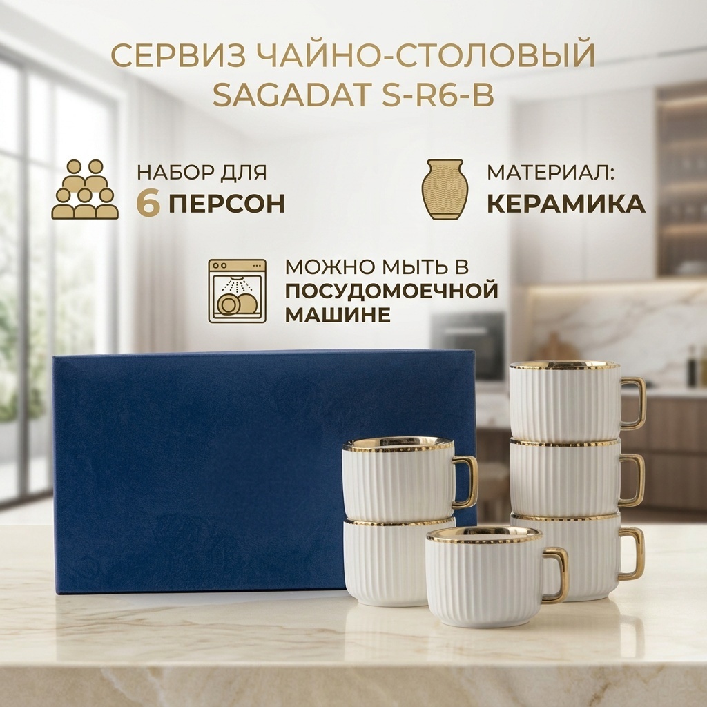 Сервиз на 6 персон SAGADAT , предметов: 6, чайно-столовый, керамика