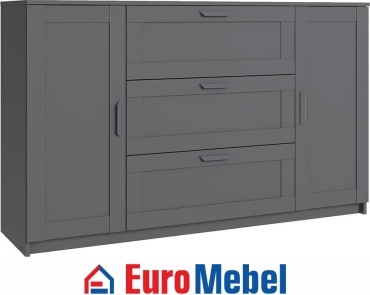 Комод Euromebel Скаген, 155.2x42.2x95 см, графит