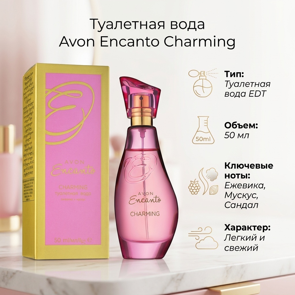 Avon Encanto Charming туалетная вода EDT 50 мл, для женщин