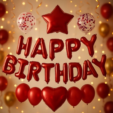 Растяжка Набор шаров Happy Birthday красный растяжка + набор шаров