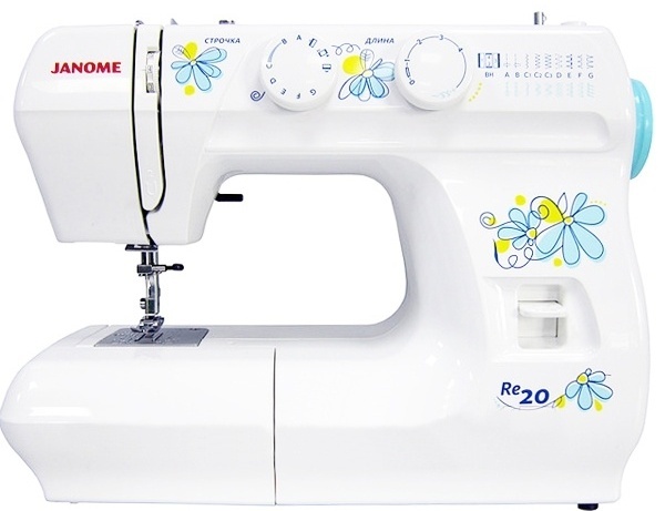 Швейная машина Janome RE 20 белый, зеленый, голубой