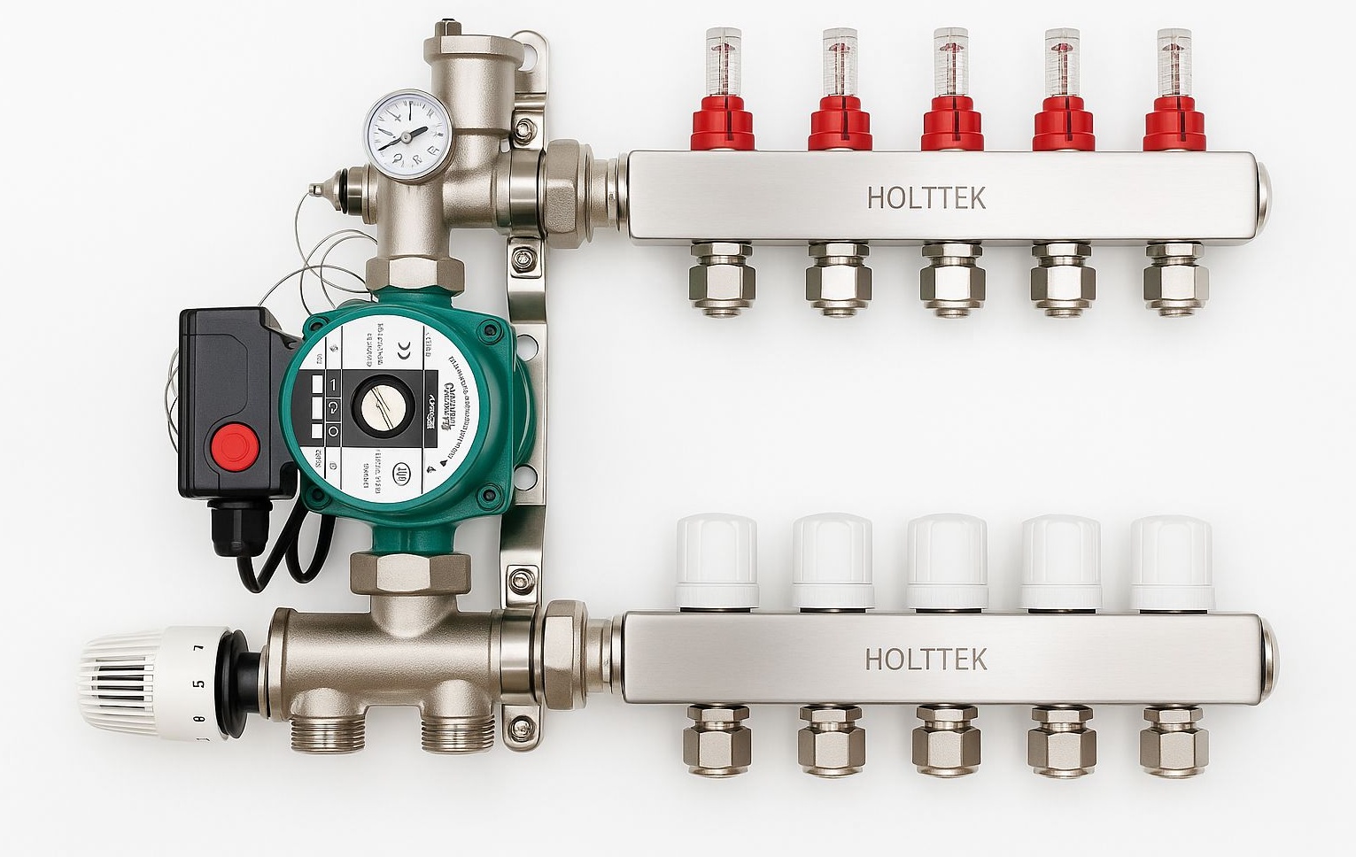 Коллектор Группа в комплекте с расходомерами HOLTTEK HLT5-5, нержавеющая сталь