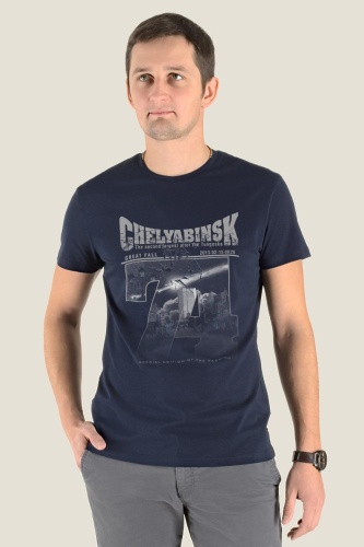 Футболка Ян синий, серый