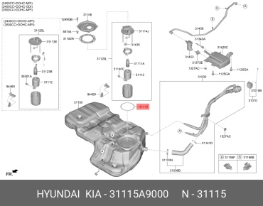 Hyundai уплотнительное кольцо топливного насоса 31115A9000