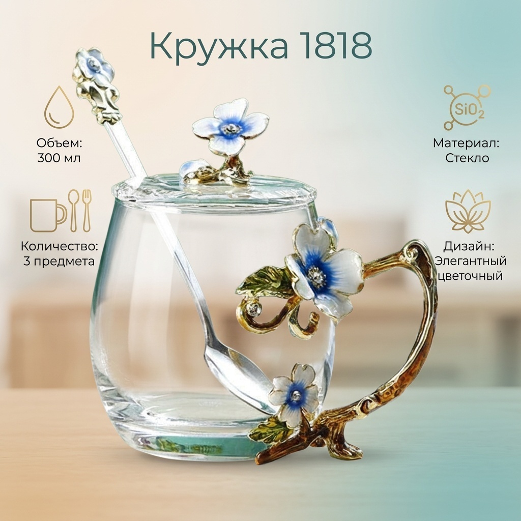 Кружка , 300 мл, стекло, 1 шт.