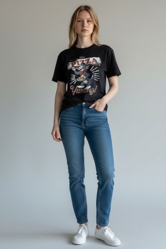 Футболка FASHION С рисунком черный, мультиколор