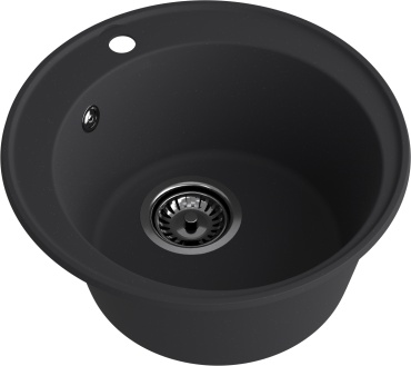Кухонная мойка Эко-М м-4800 48х48х18 см, кварцевый песок, тон черный