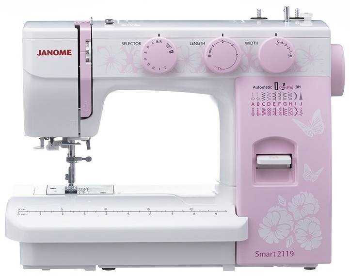 Швейная машина Janome Smart 2119 белый, розовый