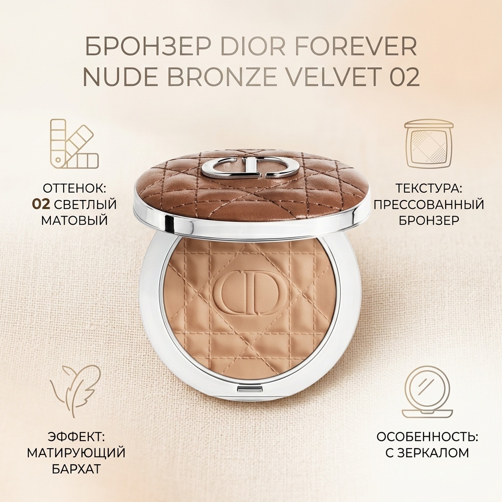 Dior Forever Nude Bronze Velvet бронзер 02 светлый матовый