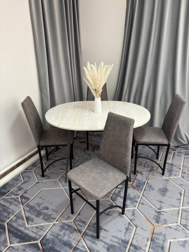 Комплект MEBEL STYLE GROUP Стол и 4 стула раздвижной, стол 120х90 см + 4 стула, серый