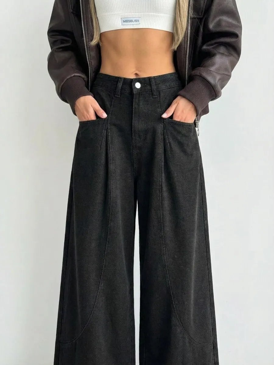 Джинсы джинсы-мом черный