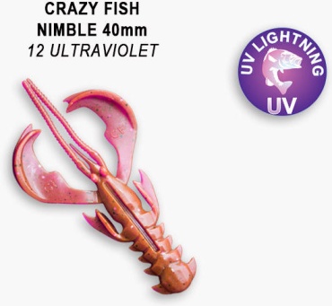 Мягкая приманка Crazy Fish Силиконовая приманка Crazy Fish Nimble 1,6 / 49-40-12-6 / Кальмар (9 шт.) 9 шт 40 мм 12