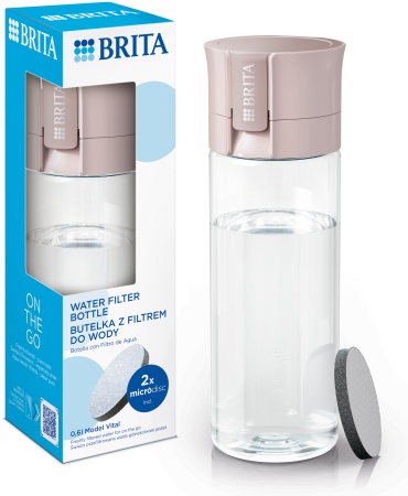 Бутылка BRITA 0.6 л пудровый, крышка-стакан, полипропилен