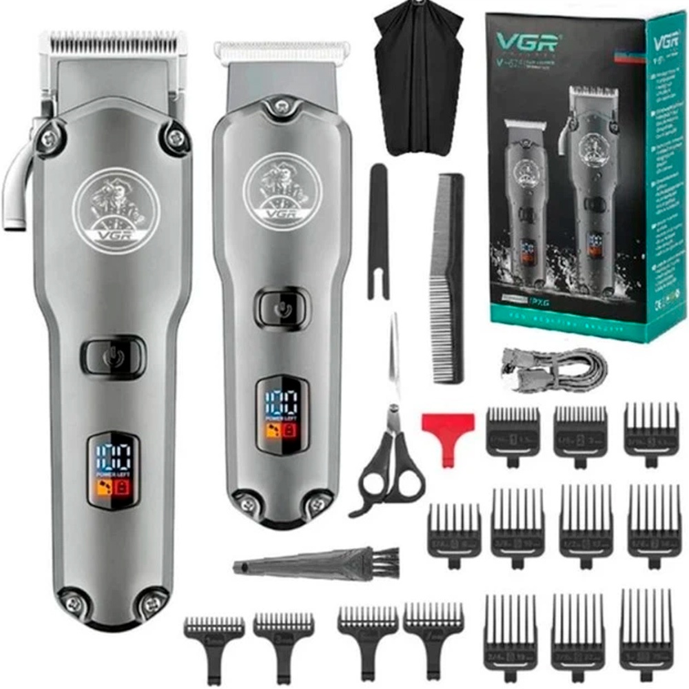 VGR Professional набор для стрижки Barber Comb 675 серый