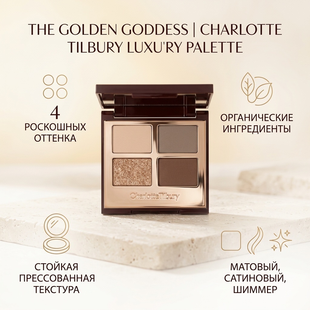 Charlotte Tilbury тени прессованные Luxury Palette The Golden Goddess