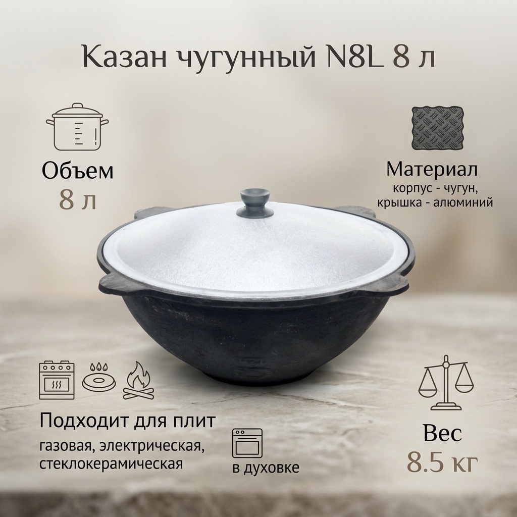 Казан Наманган 8 л, чугун