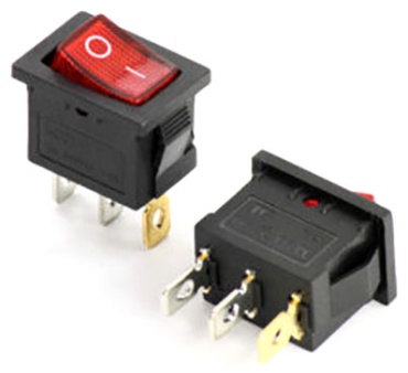 Кнопка KCD1-B2-101N11RBA, черный, красный