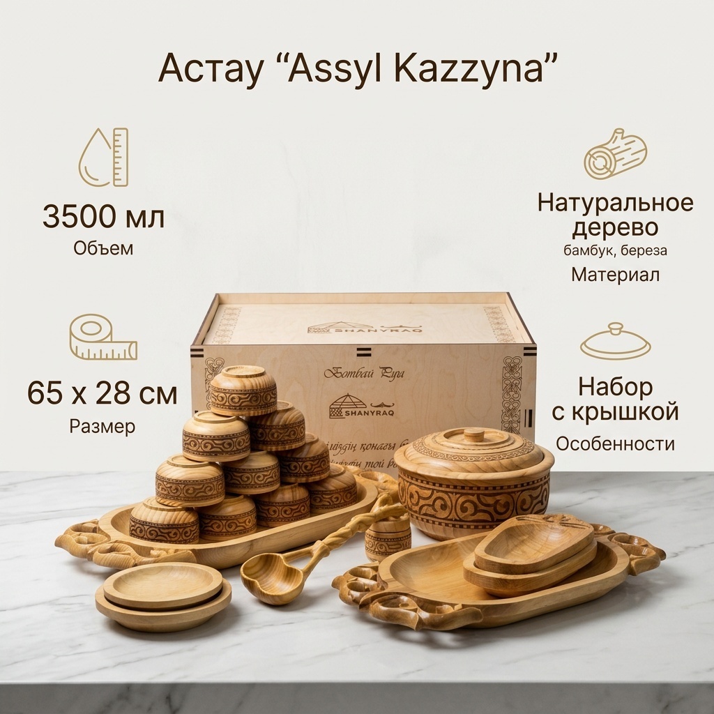 Астау A BLVD 65х28 см, дерево, бамбук, береза, 19 шт