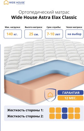 Матрас WIDE HOUSE Astra Elax Classic, 180x190x25 см
